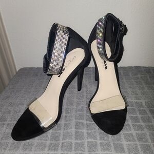 Like new rhinestones, ankle strap high heel sandals